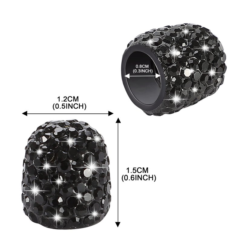 WINKA 4Pcs Bling Car Tire Valve Stem Caps Diamond Bling Dustproof Car Wheel Tire Valve Caps Crystal Decor Universal Shiny Wheel Stem Valve Exterior Accessories for Cars SUV Bikes Motorcycles (Black) - Image 2
